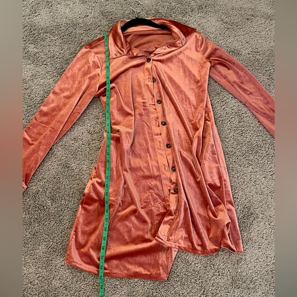 Velvet Button-Up Dress in Rust in size Medium excellent condition - Picture 8 of 9